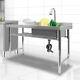 1 Compartment Kitchen Sink Prep Table With 360°faucet Commercial Stainless Steel