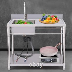 1 Compartment Sink Kitchen Stainless Steel Utility Sink Prep Table Commercial