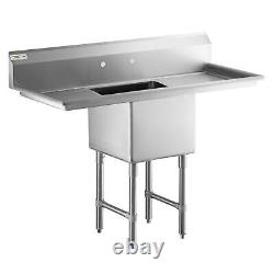1 Compartment Stainless Steel Commercial Kitchen NSF Sink with 2 Drainboards 54