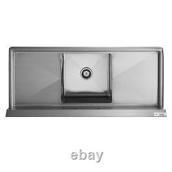 1 Compartment Stainless Steel Commercial Kitchen NSF Sink with 2 Drainboards 54