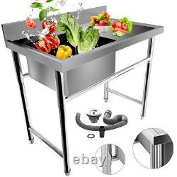1 Compartment Stainless Steel Commercial Kitchen Prep Sink with 1 Drainboard