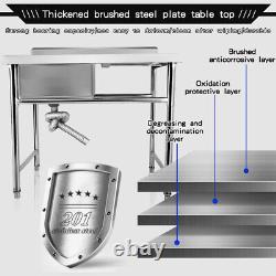 1 Compartment Stainless Steel Commercial Kitchen Prep Sink with 1 Drainboard