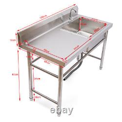 1 Compartment Stainless Steel Commercial Kitchen Sink with 1 Drainboard 47
