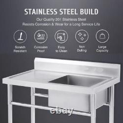 1 Compartment Stainless Steel Commercial Kitchen Sink with 1 Drainboard 47