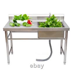 1 Compartment Stainless Steel Kitchen Sink Sets Commercial Restaurant Prep Table