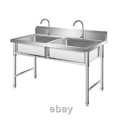 1pcs 2 Compartment Stainless Steel Commercial Kitchen Bar Sink