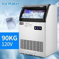 200lb Built-in Commercial Ice Maker Stainless Steel Bar Restaurant Cube Machine