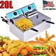 20l Electric Deep Fryer Dual Tank Stainless Steel 2 Fry Basket Commercial 4000w