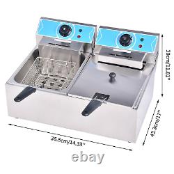 20L Electric Deep Fryer Dual Tank Stainless Steel 2 Fry Basket Commercial 4000W
