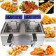 20 Liter Stainless Steel Dual Tank Commercial Countertop Deep Fryer Machine 110v