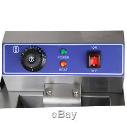 20 Liter Stainless Steel Dual Tank Commercial Countertop Deep Fryer Machine 110v