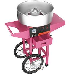 21 Electric Commercial Cotton Candy Machine Candy Floss Maker SS With Cart Pink