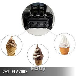 2200W Commercial Soft Ice Cream Machine 3 Flavors 5.3 to 7.4Gallons LCD Panel