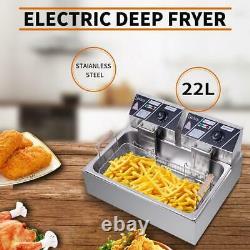 22L Electric Deep Fryer Large Tank Commercial Restaurant Stainless Steel 5000W