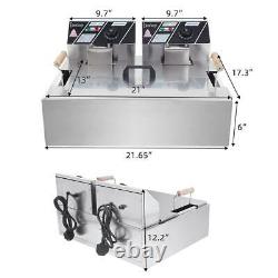 22L Electric Deep Fryer Large Tank Commercial Restaurant Stainless Steel 5000W