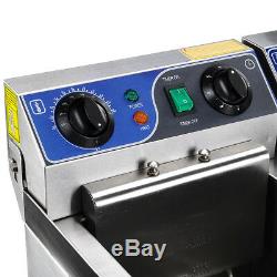 23.4L Commercial Electric Deep Fryer with Drain Timer Fast Food French Frys Cooker