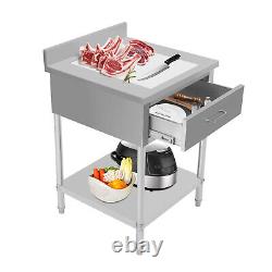 2424'' Commercial Stainless Steel Work Table Kitchen Prep Table WithBacksplash