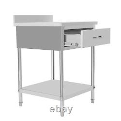 2424'' Commercial Stainless Steel Work Table Kitchen Prep Table WithBacksplash