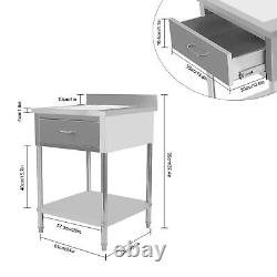 2424'' Commercial Stainless Steel Work Table with Backsplash Kitchen Prep Table