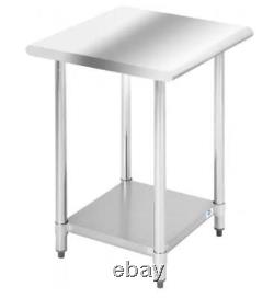 24X24 Stainless Steel Table Commercial Kitchen Adjustable Work Prep Table