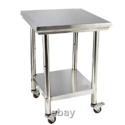 24 40 Stainless Steel Work Prep Table Commercial Restaurant Kitchen withWheels