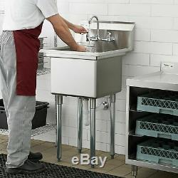24 WITH FAUCET 18 x 18 x 12 Bowl Stainless Steel Commercial Utility Sink NSF
