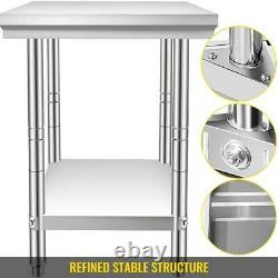 24 X 24 Stainless Steel Kitchen Work Prep Table Food Commercial Shelving
