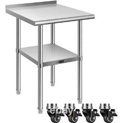 24'' x 24'' Stainless Steel Work Table with Backsplash Food Prep Commercial Table