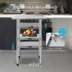 24'' x 24'' Stainless Steel Work Table with Backsplash Food Prep Commercial Table