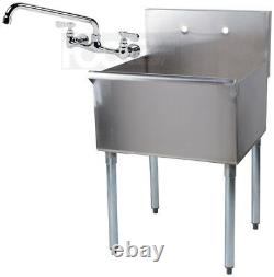 24 x 24 x 14 WITH FAUCET Stainless Steel Commercial Utility Sink Prep Laundry