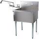 24 X 24 X 14 With Faucet Stainless Steel Commercial Utility Sink Prep Laundry