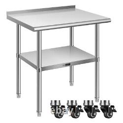 24'' x 28'' Stainless Steel Work Table with Backsplash Food Prep Commercial Table