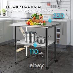 24'' x 28'' Stainless Steel Work Table with Backsplash Food Prep Commercial Table