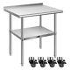 24'' X 30'' Stainless Steel Work Table With Backsplash Food Prep Commercial Table
