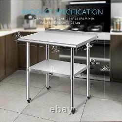 24'' x 30'' Stainless Steel Work Table with Backsplash Food Prep Commercial Table