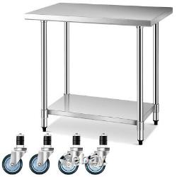 24 x 36 Stainless Steel Commercial Kitchen NSF Prep & Work Table with 4 Wheels