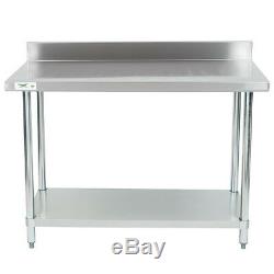 24 x 48 Stainless Steel Work Prep Shelf Table Commercial 4 Backsplash NSF