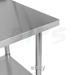 24 x 60'' NSF Stainless Steel Commercial Prep Work Food Table with Backsplash