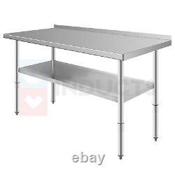 24 x 60'' Stainless Steel NSF Commercial Prep Work Food Table with Backsplash