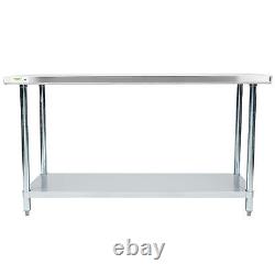 24 x 60 Stainless Steel Work Prep Table Shelf Commercial Restaurant NSF