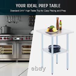 24x24 Stainless Steel Table with Adjustable Shelf NSF Commercial Food Prep Table