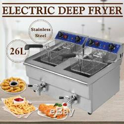 26L Electric Countertop Deep Fryer Commercial Restaurant Fried Food Cooker WW