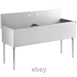 27 1/2W x 60D Stainless Steel Two Compartment Commercial Utility Sink