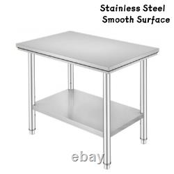 286Lbs Load Capacity Stainless Steel Commercial Kitchen Work Table Glaze Surface