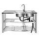 2 Compartment Commercial Sink Restaurant Prep Sink&2 Drainboard Stainless Steel