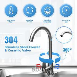 2 Compartment Commercial Sink Stainless Steel For Kitchen / Restaurant / Garage