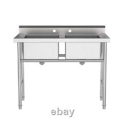 2 Compartment Commercial Sink for Garage / Restaurant / Kitchen Stainless Steel