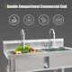 2 Compartment Commercial Sink With Double Faucet Restaurant Sink Stainless Steel