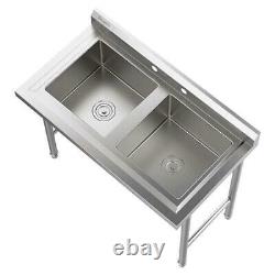 2 Compartment Commercial Sinks Stainless Steel with 9 gallon capacity (each bowl)