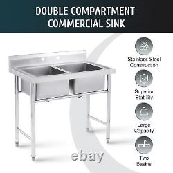 2 Compartment Commercial Stainless Steel Restaurant Prep Sink Prep Sink Utility